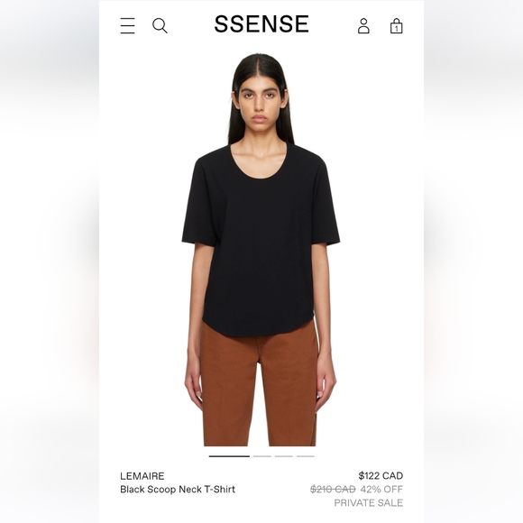 LEMAIRE-Black Scoop Neck T-Shirt - Picture 4 of 9